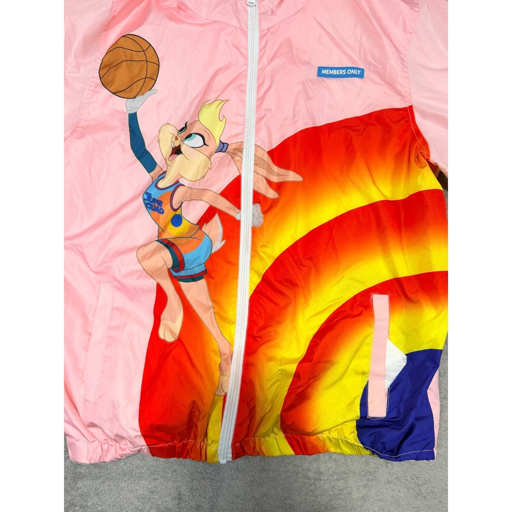 Members Only Space Jam A New Legacy Windbreaker Pink Lola Bunny Jacket Large